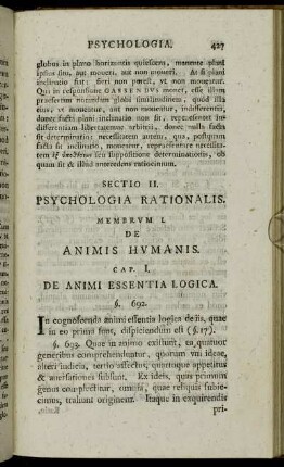 Sectio II. Psychologia Rationalis