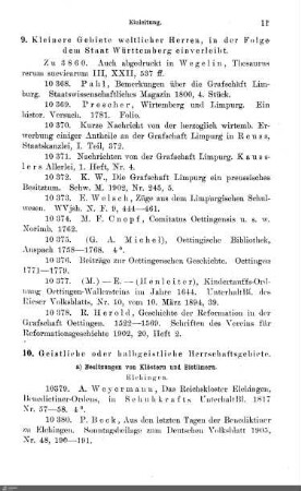 10. Geistliche oder halbgeistliche Herrschaftsgebiete