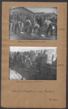 Kriegsgefangenenlager Puchheim (Russen beim Aufhängen von Leibwäsche)