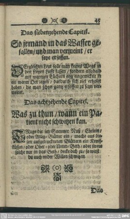 Das achtzehende Capitel. Was zu thun, wann ein Patient nicht schwitzen kan