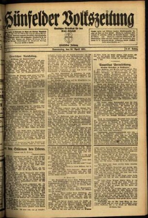 Ausgabe vom Donnerstag, den 28. April 1921.