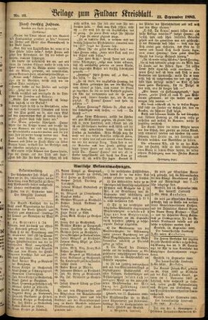 Zweite Ausgabe vom Samstag, den 22. September 1883.