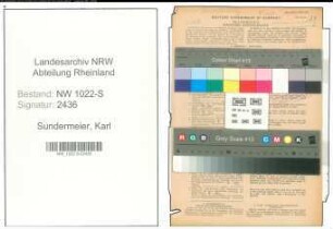 Entnazifizierung Karl Sundermeier , geb. 28.04.1892 (Lehrer)