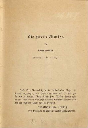 Die zweite Mutter : Von Henry Gréville. Autorisierte Übersetzung