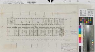 Münster (Münster) Neubau des Chemischen Landesuntersuchungsamtes Grundriß 1. Obergeschoß 1958 1 : 100 36 x 59 Pause Staatshochbauamt Münster Regierung Münster Nr. 34048