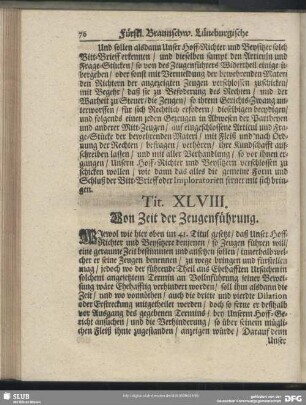 Tit. XLVIII. Von der Zeit der Zeugenführung
