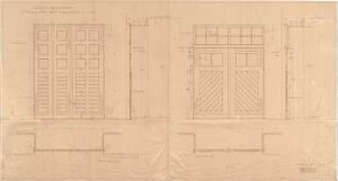 Littmann, Max; Bocksberg; Stallgebäude und Bauernhaus - Stallgebäude - Türen für den Kuhstall (Grundrisse, Ansichten,Schnitte)
