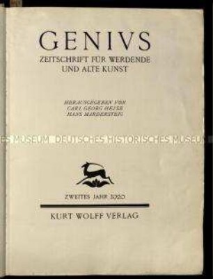 Kunstzeitschrift Genius, 2. Jg. 1920