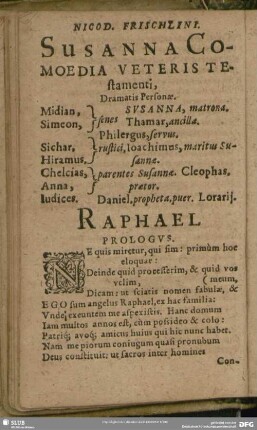 Susanna Comoedia Veteris Testamenti ...