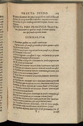Quarta Pars Principialis Tractatus feudorum ex quibus causis feudum amitiatur [...]