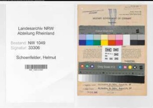 Entnazifizierung Helmut Schoenfelder , geb. 31.03.1911 (Bahnbeamter)