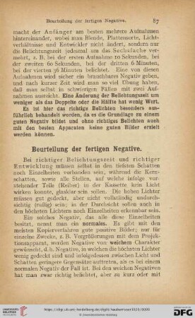 Beurteilung der fertigen Negative