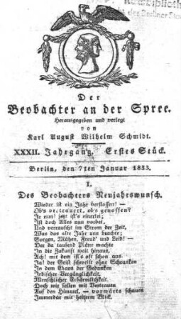 1. Stueck, 7. Januar 1833