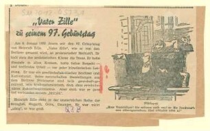 Zeitungsausschnitte - Zilles 97. Geburtstag