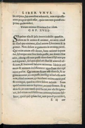 Utrum animus & anima sint idem. Cap. XVIII.