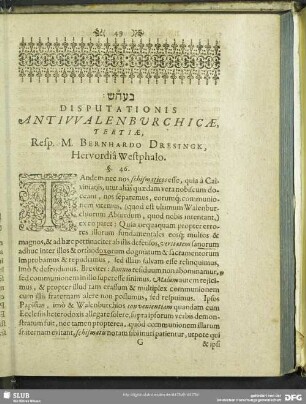 Disputationis Antiwalenburchicae, Tertiae ...