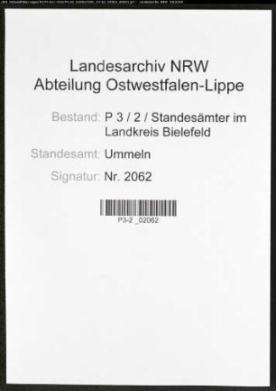 Sterberegister Standesamt Ummeln