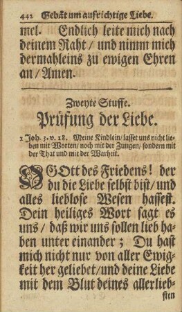 Zweyte Stuffe. Prüfung der Liebe.