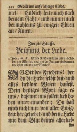 Zweyte Stuffe. Prüfung der Liebe.