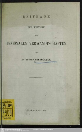 Beiträge zur Theorie der isogonalen Verwandtschaften