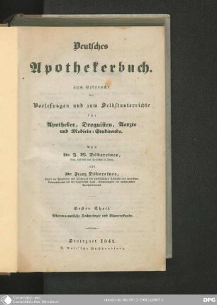 1: Pharmaceutische Technologie und Waarenkunde