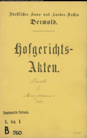 Bunte, Jürgen Henrich in Dehlentrup gegen Meierjohann zu Lenstrup