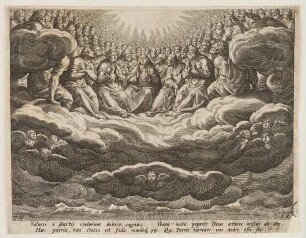 Gläubige im Himmel auf Wolken