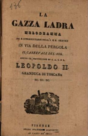 La gazza ladra : Melodramma