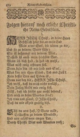 Folgen hierauf noch etliche Christliche Reim-Gebethlein