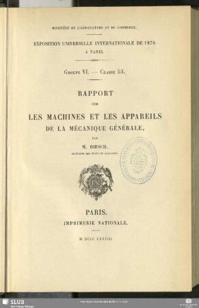 Rapport sur les machines et les appareils de la mécanique générale