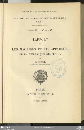 Rapport sur les machines et les appareils de la mécanique générale