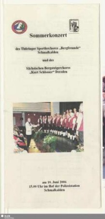 Sommerkonzert des Thüringer Sportlerchores "Bergfreunde" Schmalkalden und des Sächsischen Bergsteigerchores am 10. Juni 2006