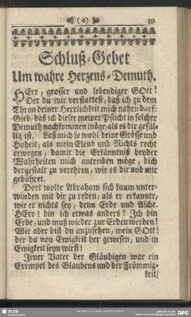 Schluß-Gebet Um wahre Herzens-Demuth