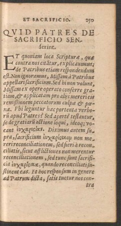 Quid Patres De Sacrificio Senserint.