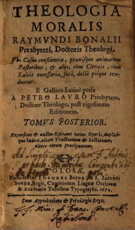 Theologia Moralis, [2]. Tomvs Posterior