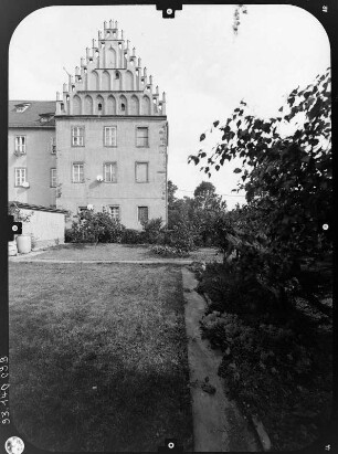 Trebsen/Mulde. Schloß (1509-1527). Haupteingangsfront (Teilansicht) von Südwest
