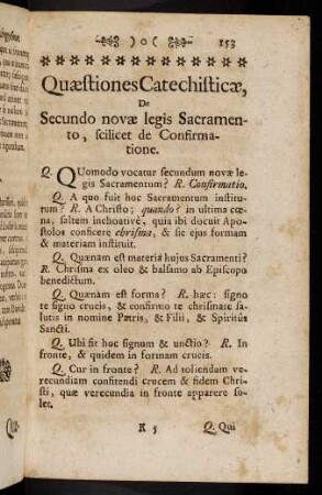 153-154, Quaestiones Catechisticae, De Secundo novae legis Sacramento, scilicet de Confirmatione.