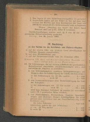 IV. Nachtrag