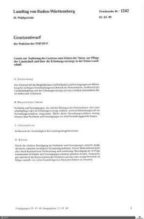 Gesetzentwurf der FDP: Änderung des Naturschutzgesetzes