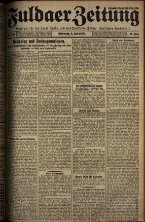 Erste Ausgabe vom Mittwoch, den 09. Juli 1930.