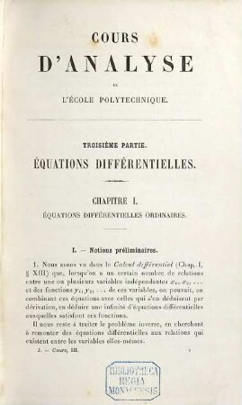 Cours d'analyse de l'École Polytechnique. 3, Calcul intégral : équations différentielles