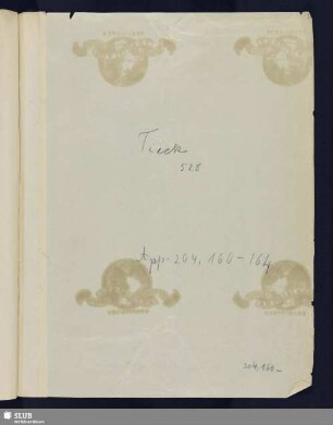 Nr. 160-164. Tieck, Ludwig
