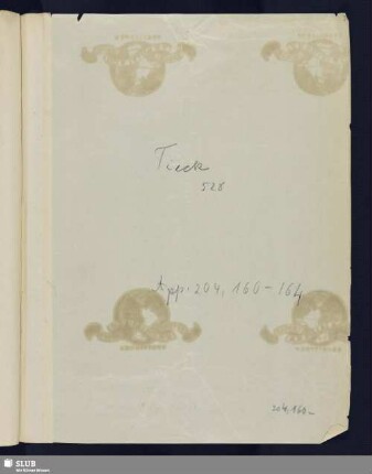 Nr. 160-164. Tieck, Ludwig
