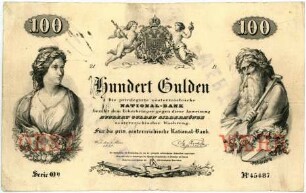 Geldschein, 100 Gulden, 1.3.1858