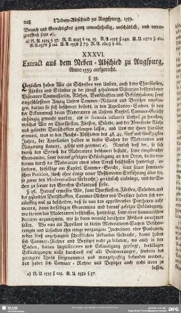 XXXVI. Extract aus dem Neben-Abschied zu Augspurg, Anno 1559 aufgericht