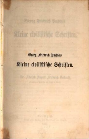 Kleine civilistische Schriften