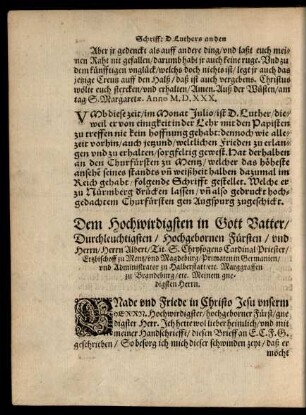 Dem Hochwirdigen ... Ertzbischoff zu Mentz/ ...