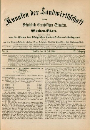 No. 29. Berlin, den 13. Juli 1864. IV. Jahrgang.