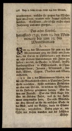 Das achte Kapitel, betreffend 1748. vom 29. des Weinmonats bis zum 23. des Wintermonats