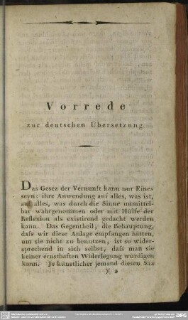 Vorrede zur deutschen Übersetzung